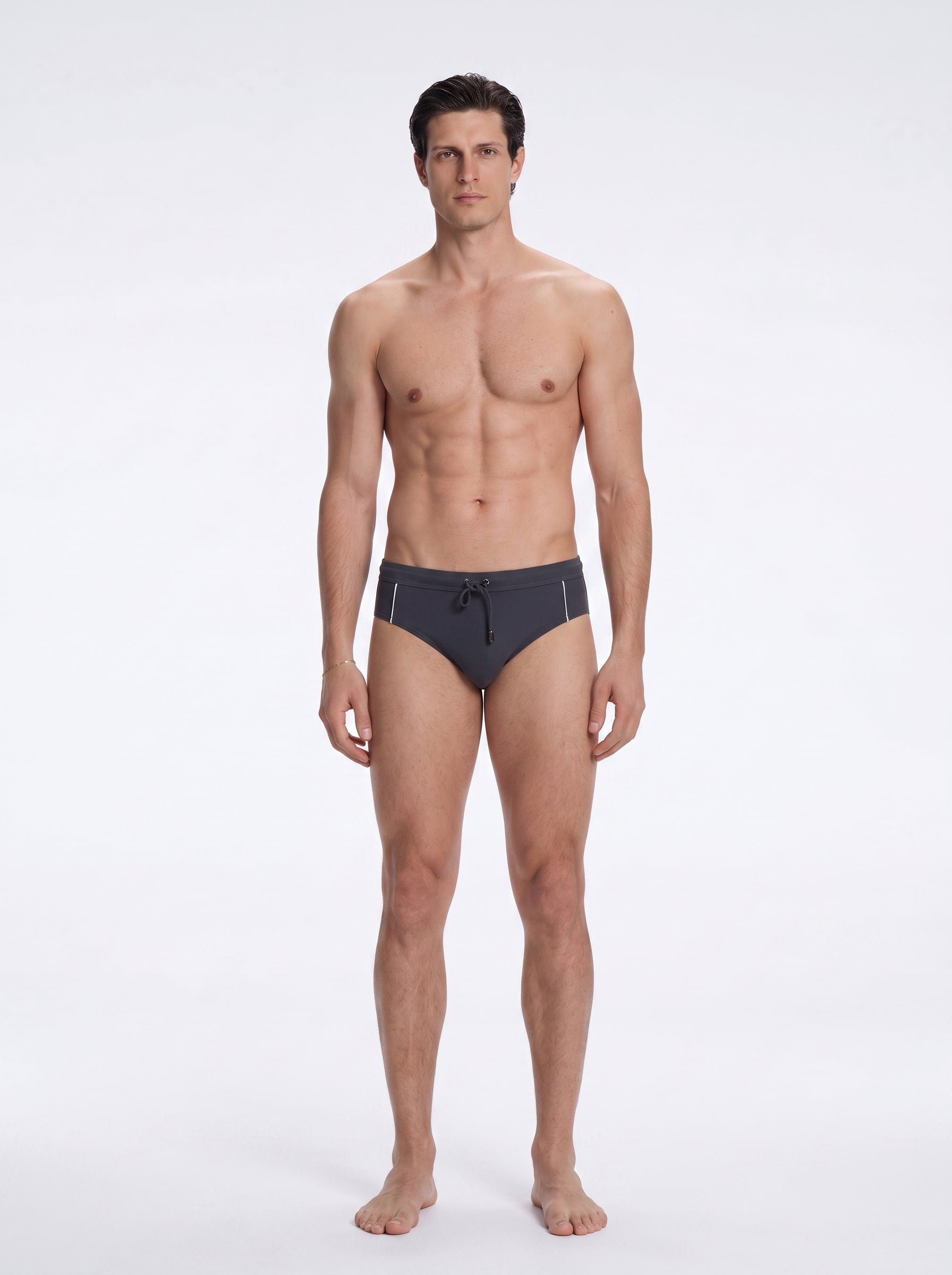 Ricardo Grey/Green/White Blue Quick Dry Swim Briefs with Drawcord | Moeva | Briefs | Each week unveils new pieces—luxury swimwear, fluid resort silhouettes, and elevated summer-to-evening essentials designed to carry you from coastal escapes to city nights.