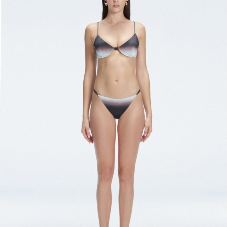 Rory Black Optical Mid Coverage Satin Bikini Bottom | Moeva | Bikini Bottom | Each week unveils new pieces—luxury swimwear, fluid resort silhouettes, and elevated summer-to-evening essentials designed to carry you from coastal escapes to city nights.