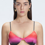 Rory Red Optical Underwired Satin Bikini Top