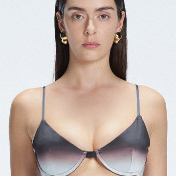 Rory Black Optical Underwired Satin Bikini Top | Moeva | Bikini Top | Each week unveils new pieces—luxury swimwear, fluid resort silhouettes, and elevated summer-to-evening essentials designed to carry you from coastal escapes to city nights.