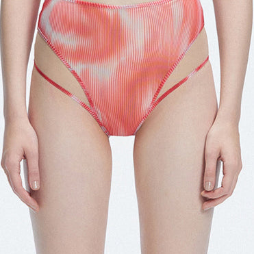 Rosalind Red Optical High Waist 3D Print Bikini Bottom | Moeva | Bikini Bottom | Each week unveils new pieces—luxury swimwear, fluid resort silhouettes, and elevated summer-to-evening essentials designed to carry you from coastal escapes to city nights.