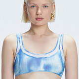 Rosalind Blue Optical Scoop Neck 3D Print Bikini Top