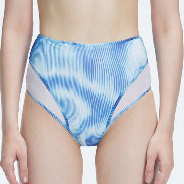 Rosalind Blue Optical High Waist 3D Print Bikini Bottom | Moeva | Bikini Bottom | Each week unveils new pieces—luxury swimwear, fluid resort silhouettes, and elevated summer-to-evening essentials designed to carry you from coastal escapes to city nights.