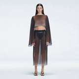 Samantha Long Sleeve Crop Top and Tabitha Maxi Skirt Black Optical Set