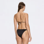 Selena Black Triangle Gold Chain Strap Satin Bikini Top | Moeva | Bikini Top | Each week unveils new pieces—luxury swimwear, fluid resort silhouettes, and elevated summer-to-evening essentials designed to carry you from coastal escapes to city nights.