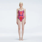 Seraphina Pink Optical Scoop Neck Swimsuit | Moeva | One-Piece | Each week unveils new pieces—luxury swimwear, fluid resort silhouettes, and elevated summer-to-evening essentials designed to carry you from coastal escapes to city nights.