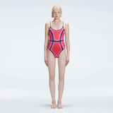 Seraphina Pink Optical Scoop Neck Swimsuit | Moeva | One-Piece | Each week unveils new pieces—luxury swimwear, fluid resort silhouettes, and elevated summer-to-evening essentials designed to carry you from coastal escapes to city nights.