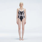 Seraphina Black Optical Scoop Neck Swimsuit | Moeva | One-Piece | Each week unveils new pieces—luxury swimwear, fluid resort silhouettes, and elevated summer-to-evening essentials designed to carry you from coastal escapes to city nights.