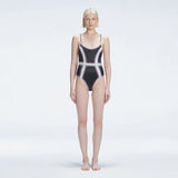 Seraphina Black Optical Scoop Neck Swimsuit | Moeva | One-Piece | Each week unveils new pieces—luxury swimwear, fluid resort silhouettes, and elevated summer-to-evening essentials designed to carry you from coastal escapes to city nights.