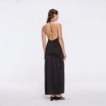 Serres Satin Black Halter Maxi Dress with Cut-Out and Gold Detail | Moeva | Dress | Each week unveils new pieces—luxury swimwear, fluid resort silhouettes, and elevated summer-to-evening essentials designed to carry you from coastal escapes to city nights.