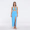 Serres Satin Blue Halter Maxi Dress with Cut-Out and Gold Detail | Moeva | Dress | Each week unveils new pieces—luxury swimwear, fluid resort silhouettes, and elevated summer-to-evening essentials designed to carry you from coastal escapes to city nights.