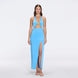 Serres Satin Blue Halter Maxi Dress with Cut-Out and Gold Detail | Moeva | Dress | Each week unveils new pieces—luxury swimwear, fluid resort silhouettes, and elevated summer-to-evening essentials designed to carry you from coastal escapes to city nights.
