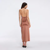 Serres Satin Brown Halter Maxi Dress with Cut-Out and Gold Detail | Moeva | Dress | Each week unveils new pieces—luxury swimwear, fluid resort silhouettes, and elevated summer-to-evening essentials designed to carry you from coastal escapes to city nights.