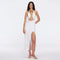 Serres Satin White Halter Maxi Dress with Cut-Out and Gold Detail | Moeva | Dress | Each week unveils new pieces—luxury swimwear, fluid resort silhouettes, and elevated summer-to-evening essentials designed to carry you from coastal escapes to city nights.
