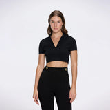 Shandy Polo Collar Knitted Crop Top And Colette Black Pants Set | Moeva | RTW Bustiers | Each week unveils new pieces—luxury swimwear, fluid resort silhouettes, and elevated summer-to-evening essentials designed to carry you from coastal escapes to city nights.