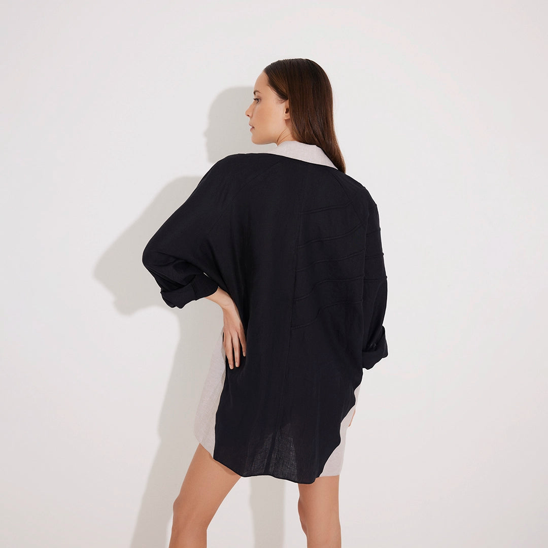 Sibilla Black Long Sleeve Oversized Linen Shirt | Moeva | Shirt | Each week unveils new pieces—luxury swimwear, fluid resort silhouettes, and elevated summer-to-evening essentials designed to carry you from coastal escapes to city nights.