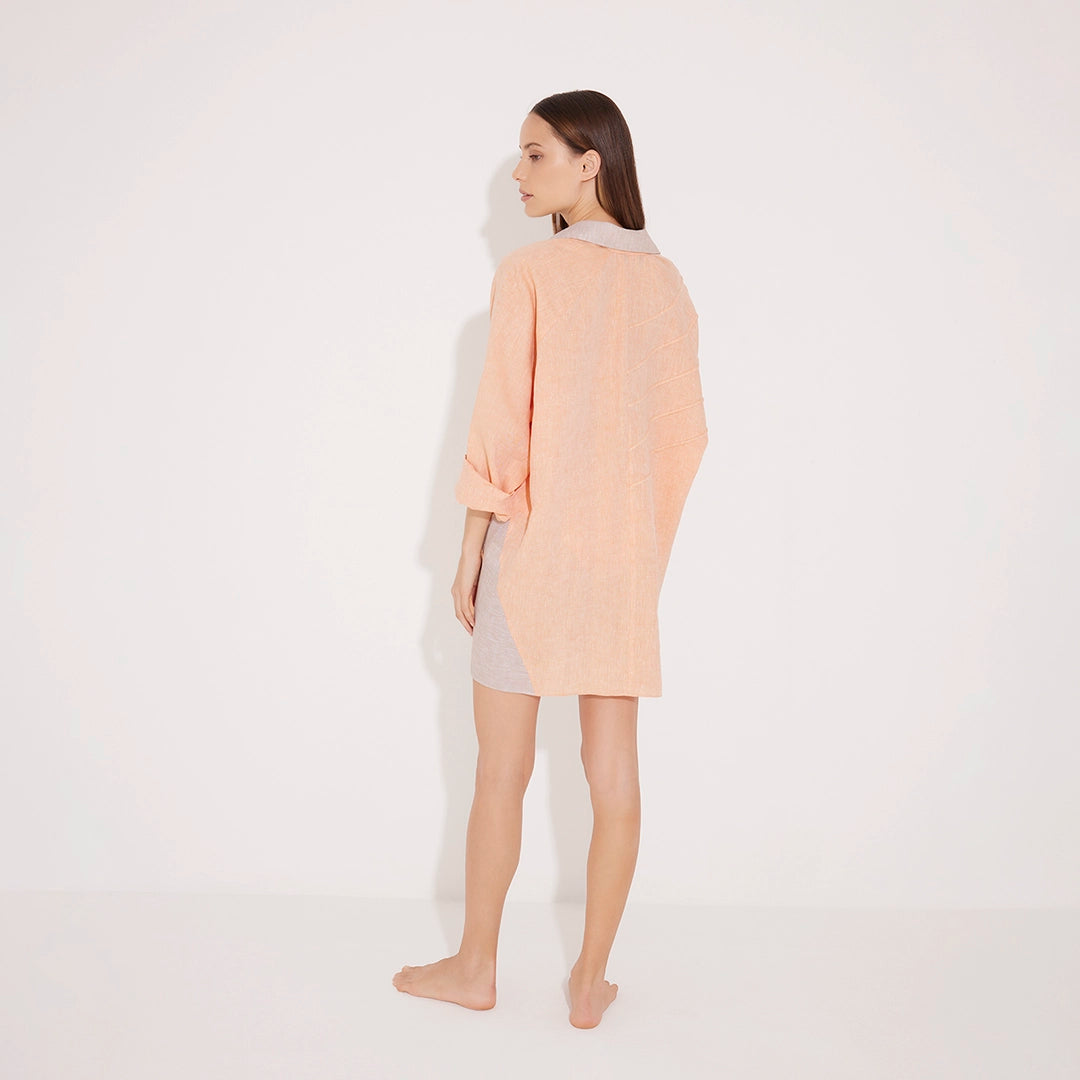 Sibilla Orange Long Sleeve Oversized Linen Shirt | Moeva | Shirt | Each week unveils new pieces—luxury swimwear, fluid resort silhouettes, and elevated summer-to-evening essentials designed to carry you from coastal escapes to city nights.