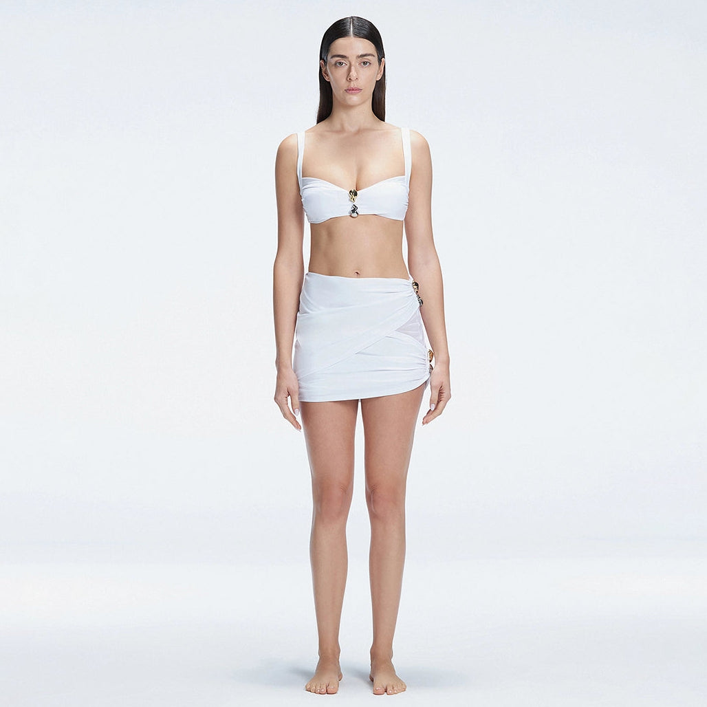 Siena White Mesh Detail Mini Skirt | Moeva | Skirt | Each week unveils new pieces—luxury swimwear, fluid resort silhouettes, and elevated summer-to-evening essentials designed to carry you from coastal escapes to city nights.