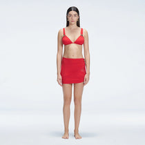 Siena Red Mesh Detail Mini Skirt | Moeva | Beachwear Skirts | Each week unveils new pieces—luxury swimwear, fluid resort silhouettes, and elevated summer-to-evening essentials designed to carry you from coastal escapes to city nights.