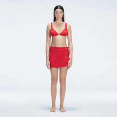 Siena Red Mesh Detail Mini Skirt | Moeva | Beachwear Skirts | Each week unveils new pieces—luxury swimwear, fluid resort silhouettes, and elevated summer-to-evening essentials designed to carry you from coastal escapes to city nights.
