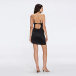 Solea Black Satin Mini Dress with Gold Chain Strap Detail | Moeva | Dress | Each week unveils new pieces—luxury swimwear, fluid resort silhouettes, and elevated summer-to-evening essentials designed to carry you from coastal escapes to city nights.