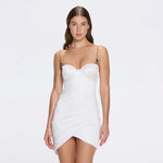 Solea White Satin Mini Dress with Gold Chain Strap Detail | Moeva | Dress | Each week unveils new pieces—luxury swimwear, fluid resort silhouettes, and elevated summer-to-evening essentials designed to carry you from coastal escapes to city nights.