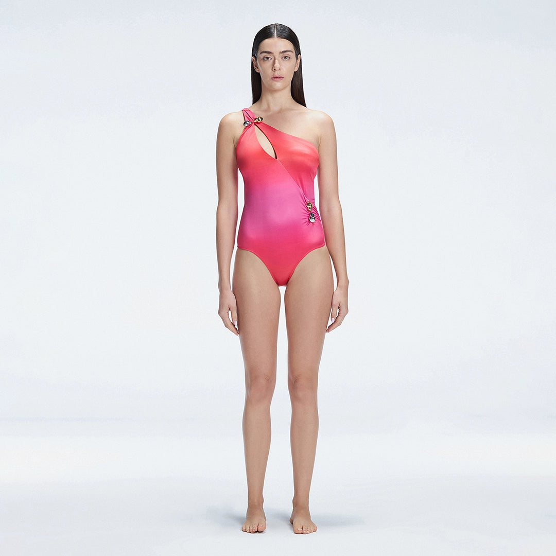 Solene Gradient One Shoulder Satin Swimsuit | Moeva | One-Piece | Each week unveils new pieces—luxury swimwear, fluid resort silhouettes, and elevated summer-to-evening essentials designed to carry you from coastal escapes to city nights.