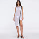Solianne White Sheer Sleeveless Asymmetric Dress with Gold Button Detail | Moeva | Beachwear Dresses | Each week unveils new pieces—luxury swimwear, fluid resort silhouettes, and elevated summer-to-evening essentials designed to carry you from coastal escapes to city nights.