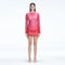 Sylvie Pink Optical Long Sleeve Mini Dress | Moeva | Beachwear Dresses | Each week unveils new pieces—luxury swimwear, fluid resort silhouettes, and elevated summer-to-evening essentials designed to carry you from coastal escapes to city nights.