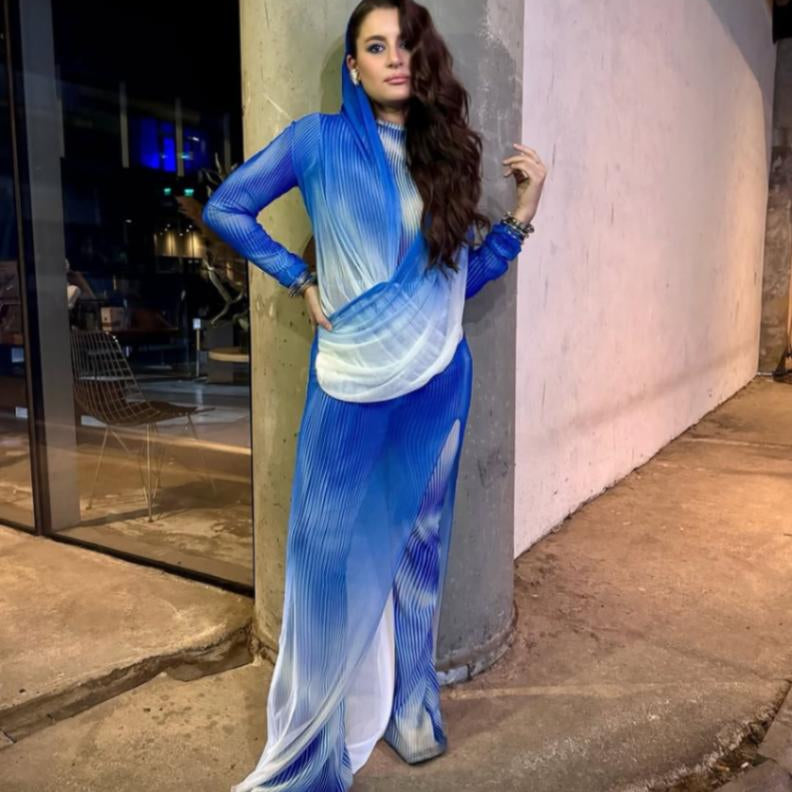 Atiye - Mireya Bodysuit - Freya Pant - Rosie Blue Optical Long Sleeve Maxi Dress | Moeva | Set | Each week unveils new pieces—luxury swimwear, fluid resort silhouettes, and elevated summer-to-evening essentials designed to carry you from coastal escapes to city nights.