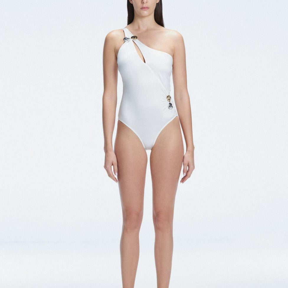 Solene White One Shoulder Swimsuit | Moeva | Swimsuit | Each week unveils new pieces—luxury swimwear, fluid resort silhouettes, and elevated summer-to-evening essentials designed to carry you from coastal escapes to city nights.