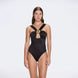Talia V Neck with Gold Detail Satin Black Swimsuit | Moeva | Swimsuit | Each week unveils new pieces—luxury swimwear, fluid resort silhouettes, and elevated summer-to-evening essentials designed to carry you from coastal escapes to city nights.
