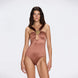 Talia V Neck with Gold Detail Satin Brown Swimsuit | Moeva | Swimsuit | Each week unveils new pieces—luxury swimwear, fluid resort silhouettes, and elevated summer-to-evening essentials designed to carry you from coastal escapes to city nights.