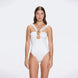 Talia V Neck with Gold Detail Satin White Swimsuit | Moeva | Swimsuit | Each week unveils new pieces—luxury swimwear, fluid resort silhouettes, and elevated summer-to-evening essentials designed to carry you from coastal escapes to city nights.