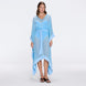 Tata Blue Sheer Gold Buttoned Belted Kaftan with Asymmetric Hem | Moeva | Kaftans | Each week unveils new pieces—luxury swimwear, fluid resort silhouettes, and elevated summer-to-evening essentials designed to carry you from coastal escapes to city nights.