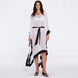 Tata White-Black Sheer Gold Buttoned Belted Kaftan with Asymmetric Hem | Moeva | Kaftans | Each week unveils new pieces—luxury swimwear, fluid resort silhouettes, and elevated summer-to-evening essentials designed to carry you from coastal escapes to city nights.