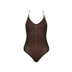 Tropezia Scoop Neck Brown Knitted Gold Chain Straps Swimsuit | Moeva | Swimsuit | Each week unveils new pieces—luxury swimwear, fluid resort silhouettes, and elevated summer-to-evening essentials designed to carry you from coastal escapes to city nights.