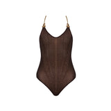 Tropezia Scoop Neck Brown Knitted Gold Chain Straps Swimsuit | Moeva | Swimsuit | Each week unveils new pieces—luxury swimwear, fluid resort silhouettes, and elevated summer-to-evening essentials designed to carry you from coastal escapes to city nights.