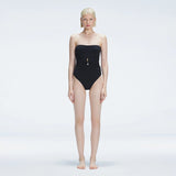 Ursula Black Bandeau Swimsuit | Moeva | One-Piece | Each week unveils new pieces—luxury swimwear, fluid resort silhouettes, and elevated summer-to-evening essentials designed to carry you from coastal escapes to city nights.
