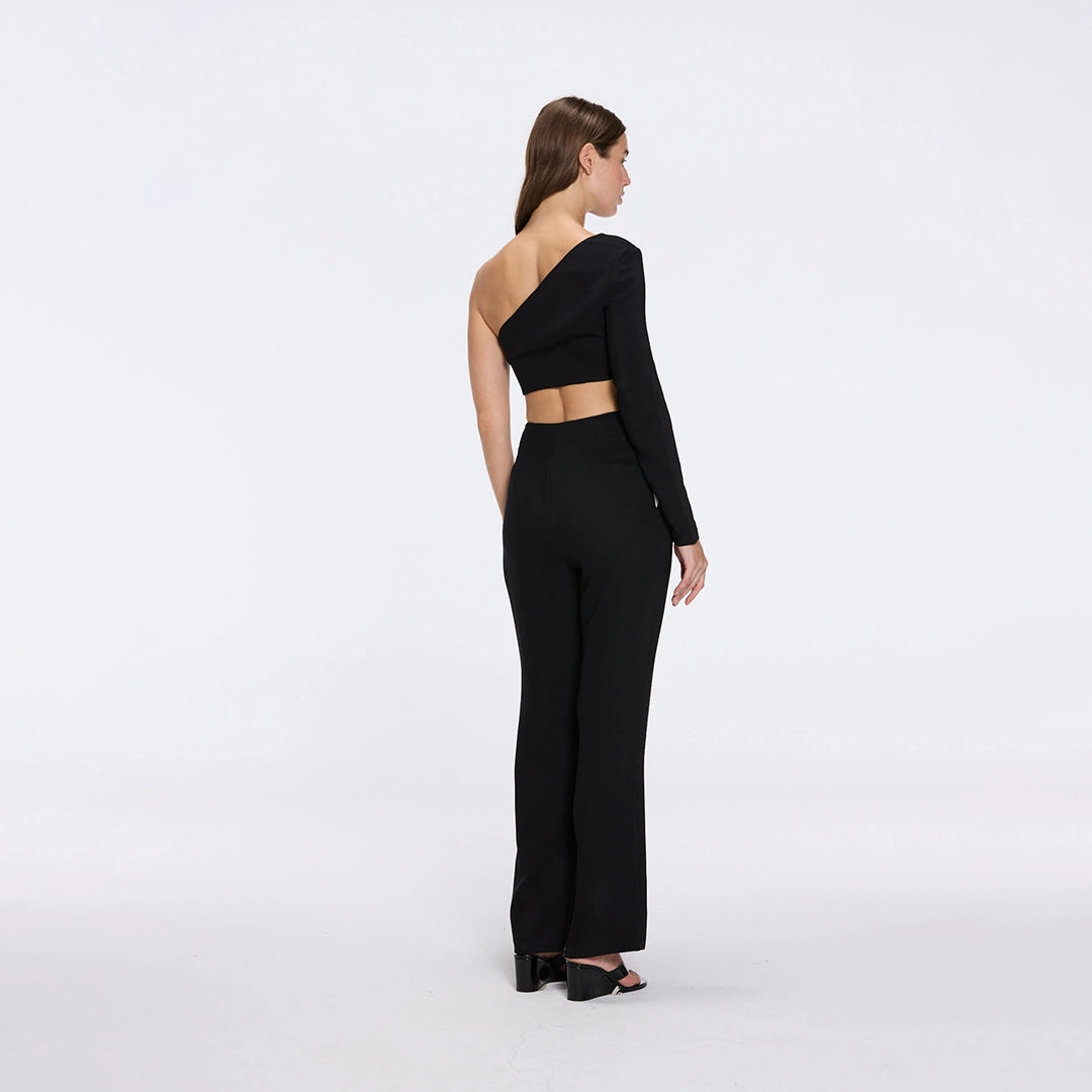 Villamar One-Shoulder Crop Top And Evangeline High Waist Black-White Pants Set | Moeva | RTW Bustiers | Each week unveils new pieces—luxury swimwear, fluid resort silhouettes, and elevated summer-to-evening essentials designed to carry you from coastal escapes to city nights.
