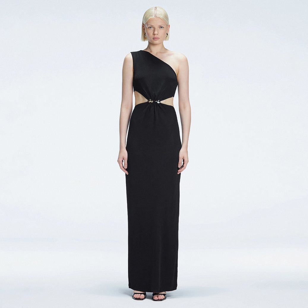 Violet Black One-Shoulder Textured Maxi Dress with Cut-Out Detail | Moeva | Dress | Each week unveils new pieces—luxury swimwear, fluid resort silhouettes, and elevated summer-to-evening essentials designed to carry you from coastal escapes to city nights.