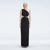 Violet Black One-Shoulder Textured Maxi Dress with Cut-Out Detail | Moeva | Dress | Each week unveils new pieces—luxury swimwear, fluid resort silhouettes, and elevated summer-to-evening essentials designed to carry you from coastal escapes to city nights.