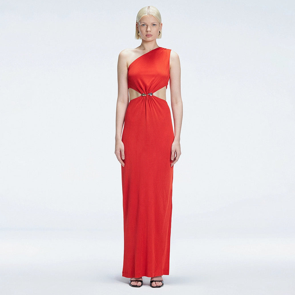 Violet Red One-Shoulder Textured Maxi Dress with Cut-Out Detail | Moeva | Dress | Each week unveils new pieces—luxury swimwear, fluid resort silhouettes, and elevated summer-to-evening essentials designed to carry you from coastal escapes to city nights.