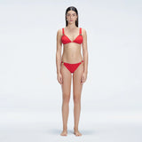 Zella Red Triangle Mid Coverage Solid Bikini Sets | Moeva | Bikini Sets | Each week unveils new pieces—luxury swimwear, fluid resort silhouettes, and elevated summer-to-evening essentials designed to carry you from coastal escapes to city nights.