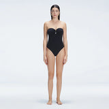 Zephyrine Black Bandeau Swimsuit | Moeva | One-Piece | Each week unveils new pieces—luxury swimwear, fluid resort silhouettes, and elevated summer-to-evening essentials designed to carry you from coastal escapes to city nights.