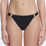 Zella Black Mid Coverage Solid Bikini Bottom