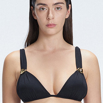Zella Black Triangle Solid Bikini Top | Moeva | Bikini Top | Each week unveils new pieces—luxury swimwear, fluid resort silhouettes, and elevated summer-to-evening essentials designed to carry you from coastal escapes to city nights.