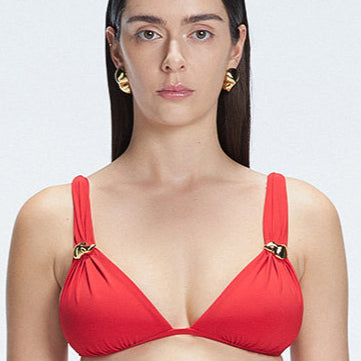 Zella Red Triangle Solid Bikini Top | Moeva | Bikini Top | Each week unveils new pieces—luxury swimwear, fluid resort silhouettes, and elevated summer-to-evening essentials designed to carry you from coastal escapes to city nights.