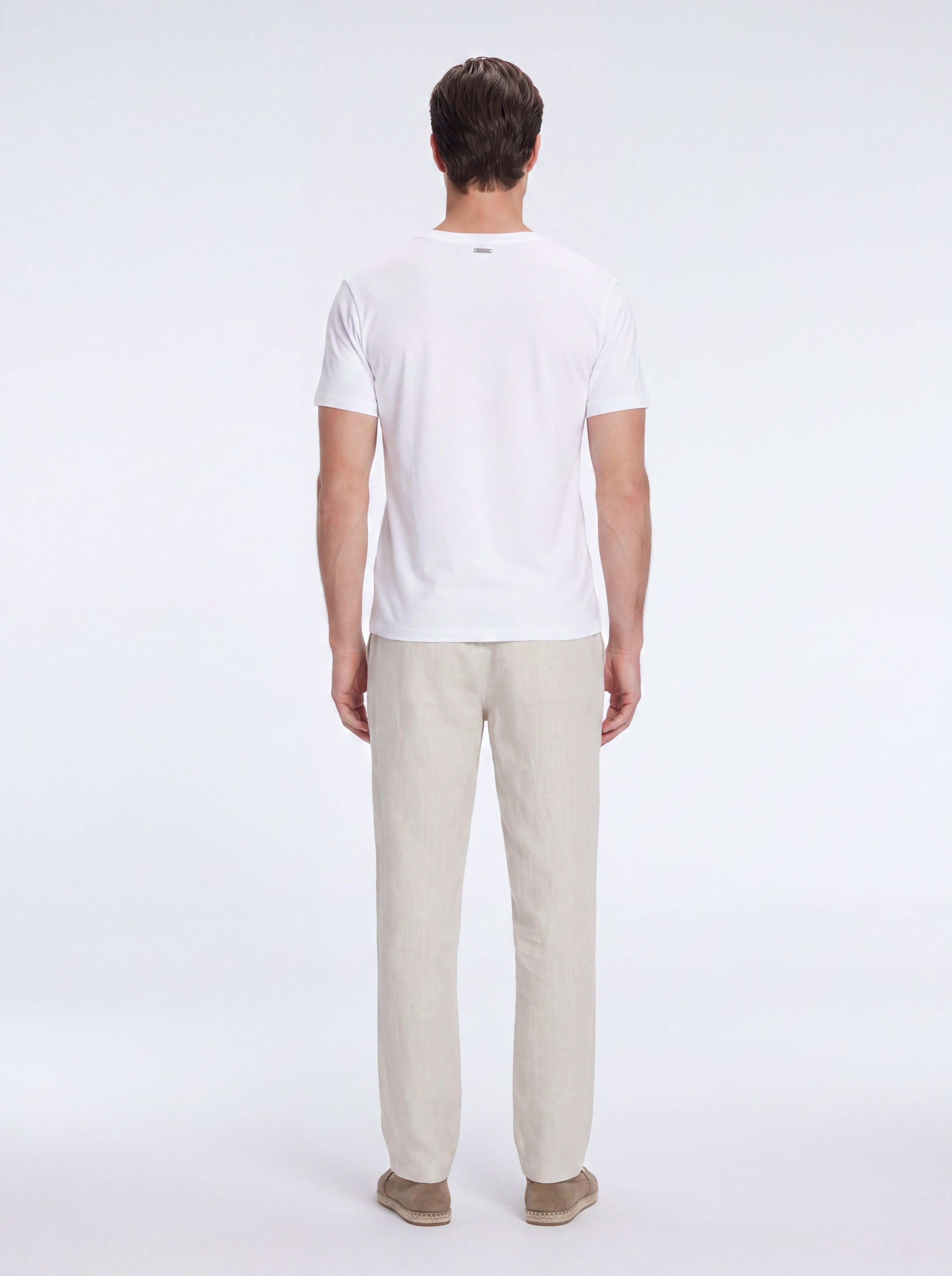Atlas White Cotton Round Neck T-Shirt | Moeva | T-Shirt | Each week unveils new pieces—luxury swimwear, fluid resort silhouettes, and elevated summer-to-evening essentials designed to carry you from coastal escapes to city nights.