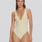Breena Yellow V Neck Textured One Piece Swimsuit | Moeva | Swimsuit | Each week unveils new pieces—luxury swimwear, fluid resort silhouettes, and elevated summer-to-evening essentials designed to carry you from coastal escapes to city nights.